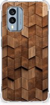 Stevig Telefoonhoesje geschikt voor Nokia X30 Wooden Cubes