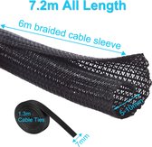 6 m - 5 mm kabelslang, zelfsluitende kabelbescherming, 1 m krimpkousen, voor oplaadkabel, fiets en auto