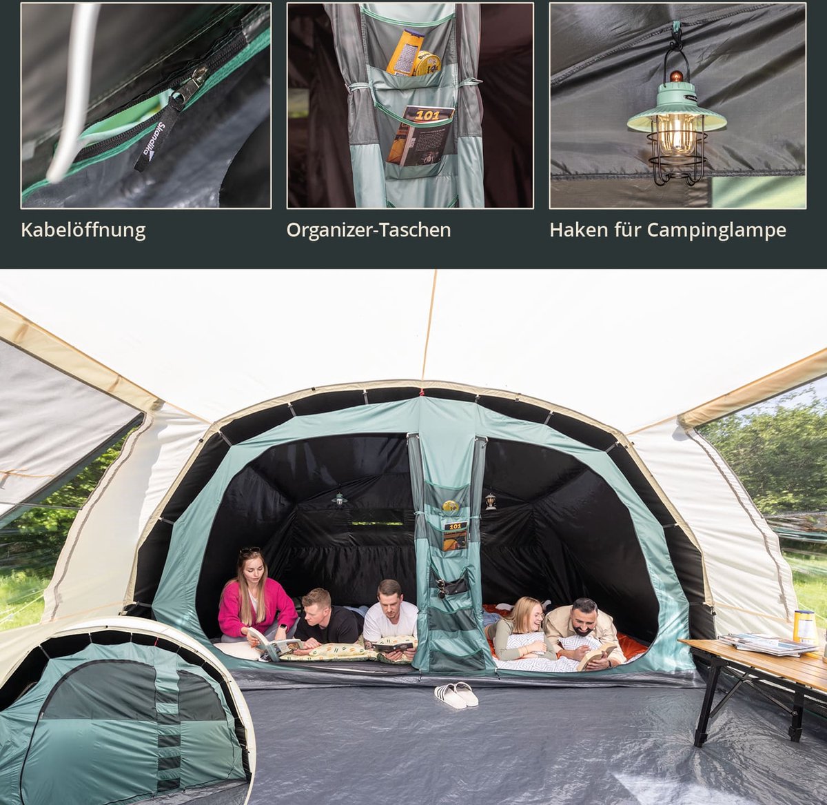 Skandika tunneltent Hafslo 5 Sleeper Protect - Kampeertent voor 5 personen, Sleeper-technologie, canopy-luifel, 5000 mm waterkolom | Grote familietent, tent, outdoor, camping – foto 3