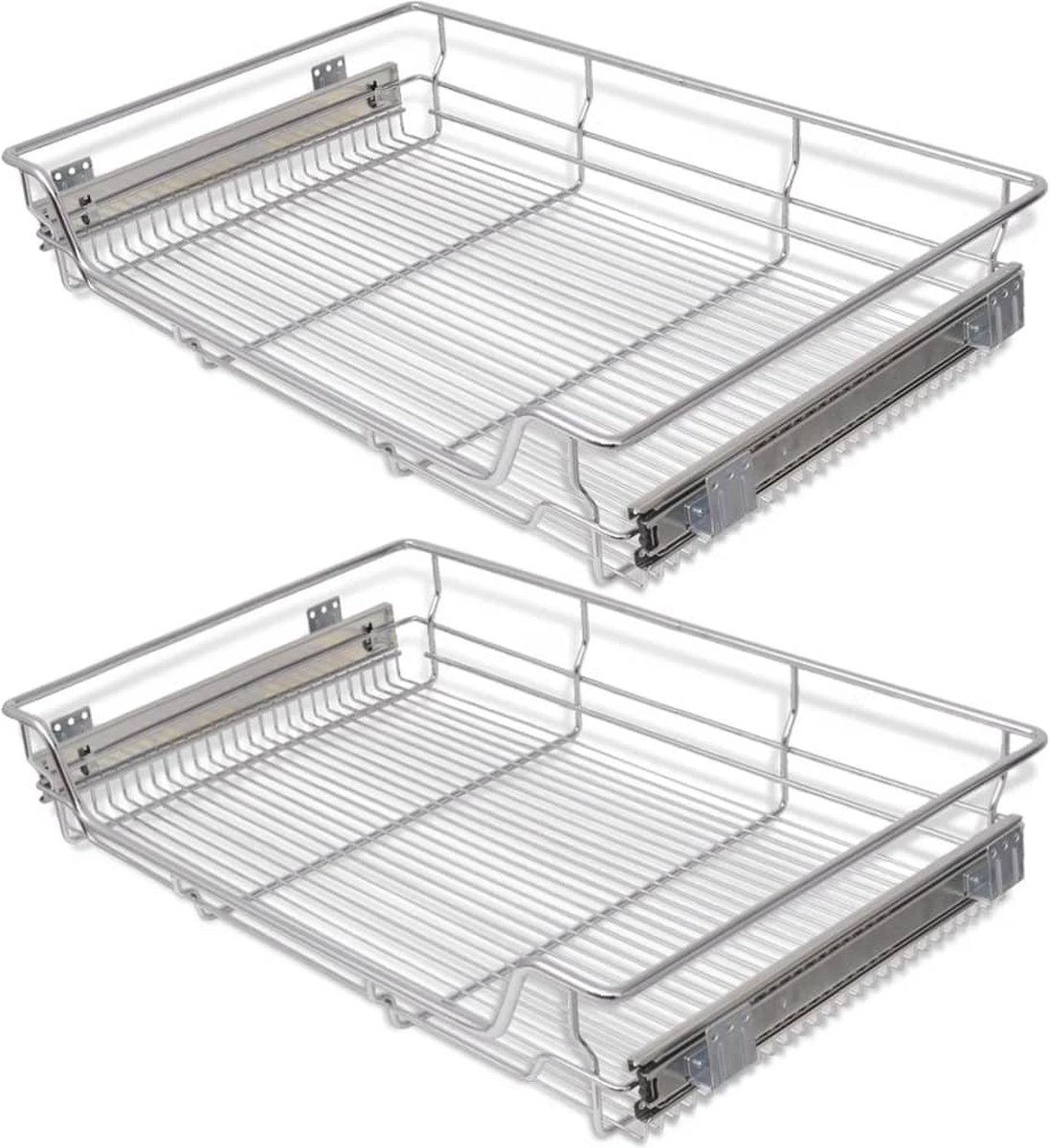 vidaXL - Draadmanden - uittrekbaar - 2 - st - 800 - mm - zilverkleurig
