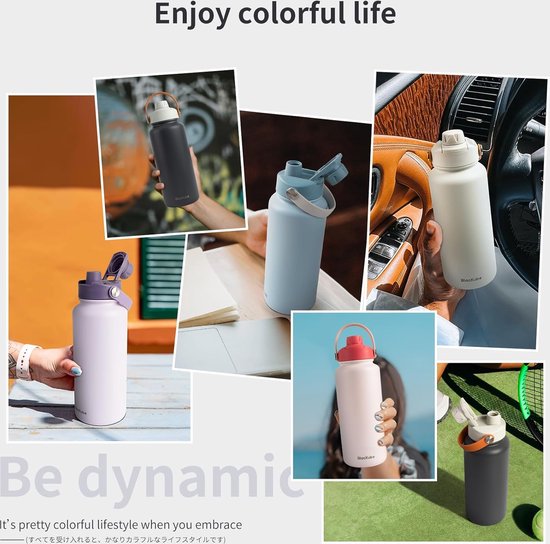 Motivatie Waterfles 2 liter met Tijdsmarkering Blauw Roze