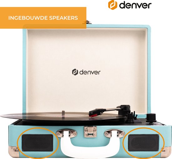Denver Platenspeler - Ingebouwde Speakers - Incl. PC Software - Auto-stop - Retro - VPL120 - Blauw — afbeelding 2