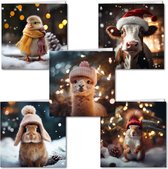 Kerstkaarten set 'Kerst dieren' inclusief enveloppen - wenskaarten - schattige dieren