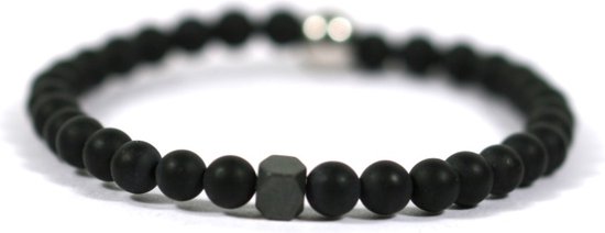 Bracelet enfant pierre gemme onyx mat 4mm - Ibizamen KIDS 15cm