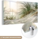 MuchoWow® Glasschilderij 120x60 cm - Schilderij acrylglas - Duinen aan de Waddenzee - Foto op glas - Schilderijen