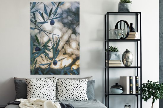 Olives dans un olivier 90x140 cm - Tirage photo sur toile (Décoration murale salon / chambre)