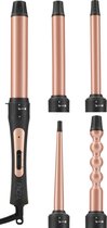 Bol.com Fineza 5 in 1 Krultang Set met Opzetstukken – Keramisch – 13 tot 32 mm – Rosé Goud aanbieding