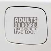 Bumpersticker - Adults On Board - 14x10 - Antraciet