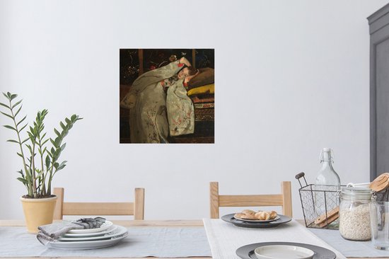 Stickers muraux - Film autocollant - Fille en kimono blanc - Peinture de George Hendrik Breitner - 50x50 cm - Film adhésif - Stickers muraux Chambre d'enfant - Papier peint autocollant - Papier peint autocollant - Film autocollant