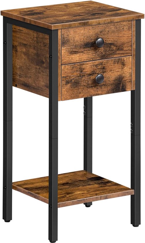 VASAGLE Nachttafel, set van 2, bijzettafel, met lade, handvat, open vak, salontafel, voor slaapkamer, woonkamer, natuurlijk beige en klassiek wit LET819T67