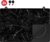 KitchyMist Inductie Beschermer Zwarte Marmeren Stenen met Witte Scheuren - 78x52 cm - Afdekplaat voor Kookplaat - Inductie Mat - Keuken Spatscherm