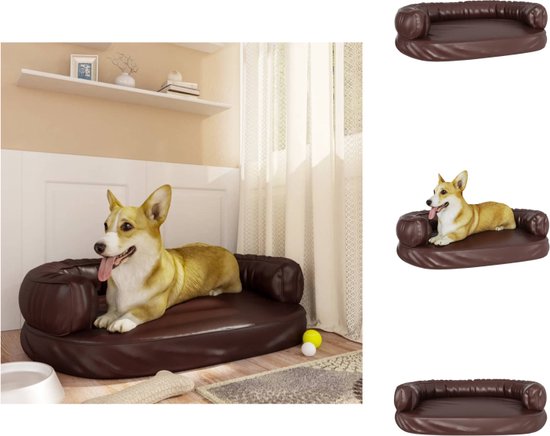 VidaXL Hondenmand – 90x53x30 Cm, Kunstleer Bruin, Met Schuimvulling En Stevig Grenenhouten Frame, Max. 50 Kg, Voor Kleine Honden