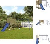 vidaXL Speeltoren met brug - Dubbele schommelset - Golvende glijbaan - 308 x 467 x 169 cm - Geïmpregneerd grenenhout - Speeltoestellencombinatie