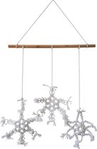 Wandbehang macramé - sneeuwvlokken - wit - ca. 40 x 50 cm