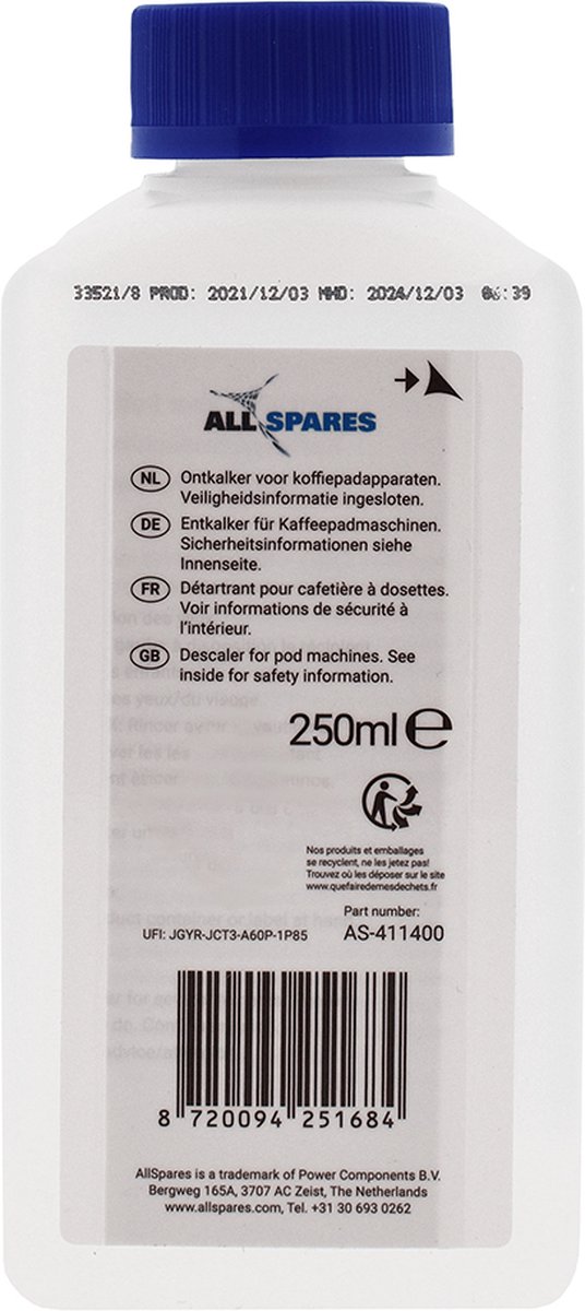 Détartrant liquide (250ml) Senseo CA6520/00 par AllSpares