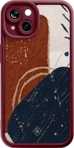 Casimoda® hoesje - Geschikt voor iPhone 14 - Abstract Terracotta - Effen telefoonhoesje met lensbescherming - TPU - Backcover - Rood