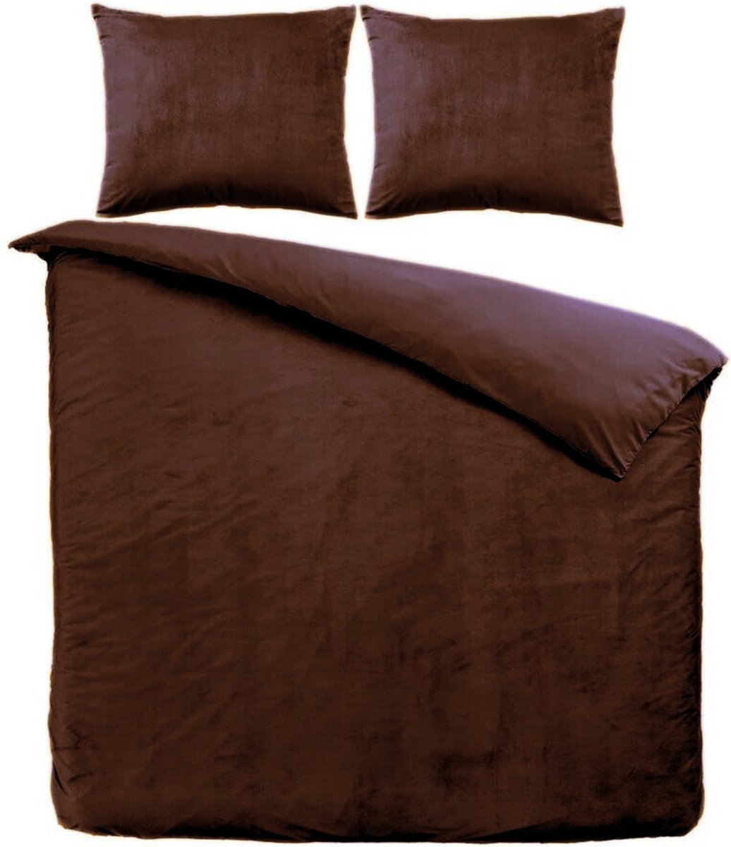 Beau Maison - Velvet Dekbedovertrek - Coffee Brown - 140 x 200/220 cm + 1 kussensloop