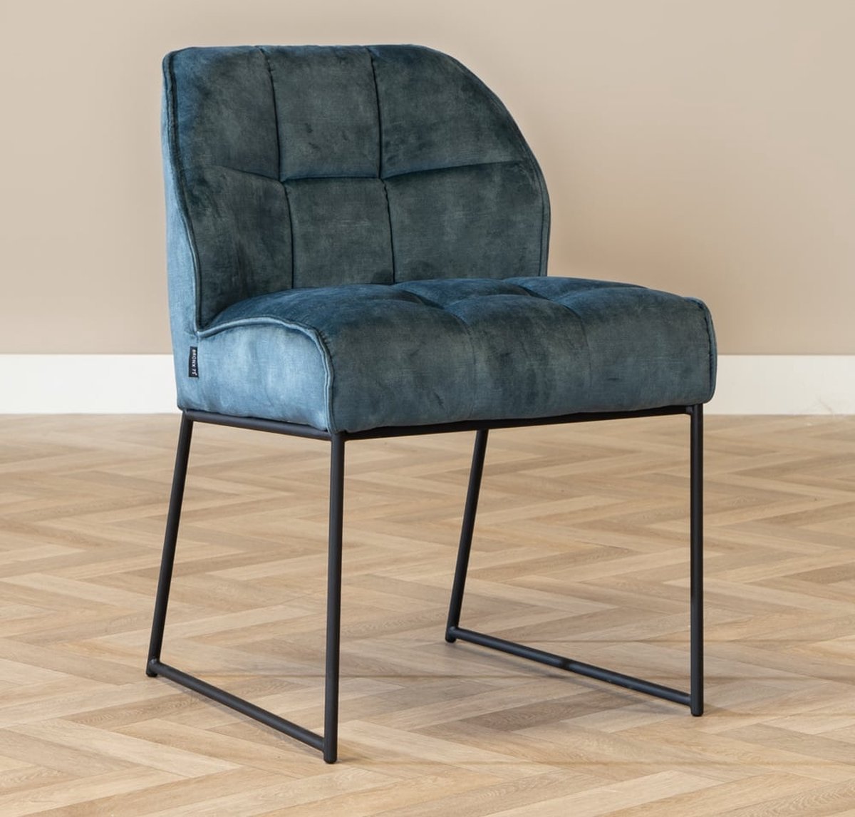 Bronx71® Velvet eetkamerstoel Janna blauw - stoel