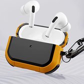 étui de protection avec porte-clés Compatible pour Apple Airpods Pro 2e génération, PC et TPU Étui rigide de protection Prend en charge la charge sans fil (LED visible à l'avant) Accessoires pour écouteurs (jaune)