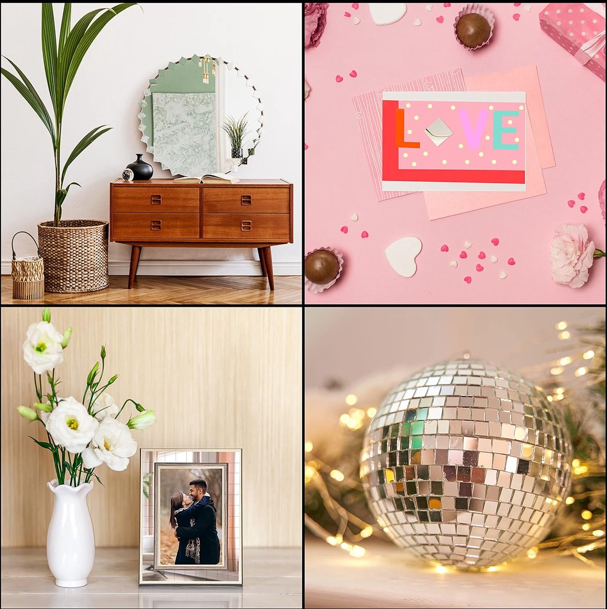 Lot De 50 Mini Miroirs Autocollants Carrés En Acrylique – 2,5x2,5 Cm Pour Déco DIY