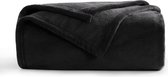 Couverture polaire laineuse, canapé, couverture, noir, petit, 130 x 150 cm, couverture de canapé, couverture de vie câline, noir