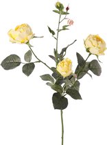 Top Art Kunstbloem roos Ariana - geel - 73 cm - plastic steel - decoratie bloemen