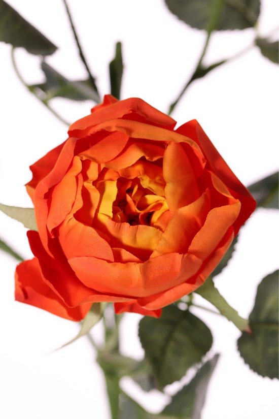 Top Art Rose artificielle Ariana - 3x - orange - 73 cm - tige en plastique - fleurs de décoration