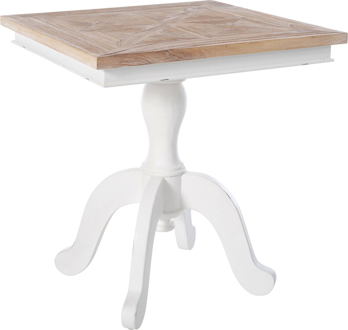 CLP Grasby Bijzettafel - Vierkant - Houten Keukentafel - Salontafel - 70x70 cm - Bistrotafel - Shabby Chic rustiek - natura/wit