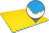 Tapis puzzle Fitness EVA | Par 6m² |Bleu jaune | Épaisseur 2.5cm | Commutable et résistant à l'usure