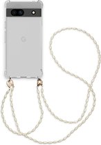 iMoshion Hoesje Geschikt voor Google Pixel 7a Hoesje Met Koord - iMoshion Backcover met koord + armband - Parels - transparant