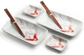 Luxe - Sushiset - Kraanvogel - 2 Persoons - 6 Delig- Sushi set - Inclusief - 2 Sushi borden - 2 sushi schaaltjes - 2 sushi stokjes