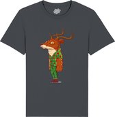 Kris het Kerst Hert - Foute Kersttrui Kerstcadeau - Dames / Heren / Unisex Kleding - Grappige Kerst Avond Outfit - Unisex T-Shirt - Mouse Grijs - Maat 4XL