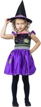 Smiffy's - Heks & Spider Lady & Voodoo & Duistere Religie Kostuum - Heksje Stitch Witch - Meisje - Paars, Zwart - Maat 90 - Halloween - Verkleedkleding