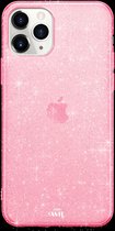 xoxo Wildhearts siliconen glitter hoesje - Sparkle Away Pink - Siliconen hoesje geschikt voor iPhone 12 Pro - Shockproof case met glitters - Glitter hoesje roze