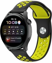 By Qubix 22mm - Sport Edition siliconen band - Zwart + geel - Huawei Watch GT 2 - GT 3 - GT 4 (46mm) - Huawei Watch GT 2 Pro - GT 3 Pro (46mm)
