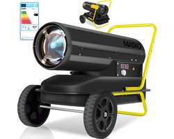 MASKO® Heteluchtkanon 30kW Diesel 34 Liter Tank - mobiele Warmtekanon met Thermostaat 750m³/u inclusief Wagen - Zwart / Geel