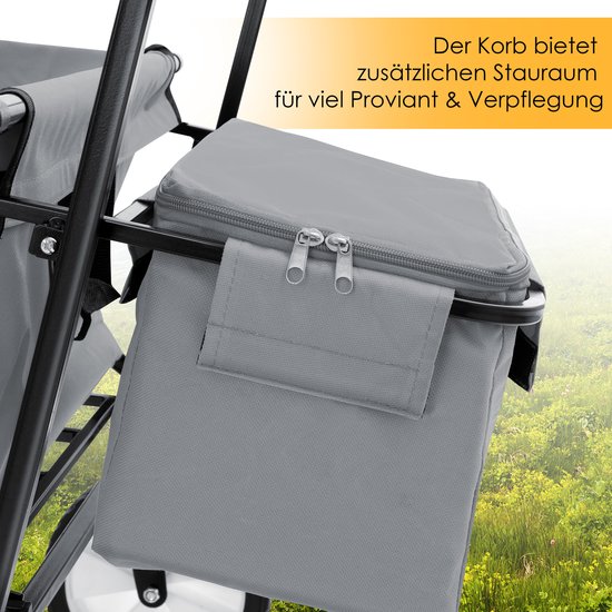 KESSER® Bolderkar opvouwbaar Bolderwagen tot 100 kg draagvermogen - Strandkar met massieve banden Transportkar - Grijs van KESSER — afbeelding 5