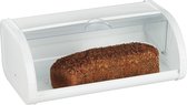 relaxdays corbeille à pain blanc - boîte à pain - couvercle transparent - grande corbeille à pain - acier