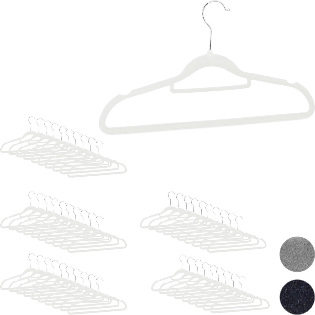 kledinghanger - set van 50 - fluweel - met stropdashouder - broekhanger - antislip - wit