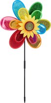 Relaxdays windmolen bloem - windmolentje kinderen - tuindecoratie - gekleurd - windspel