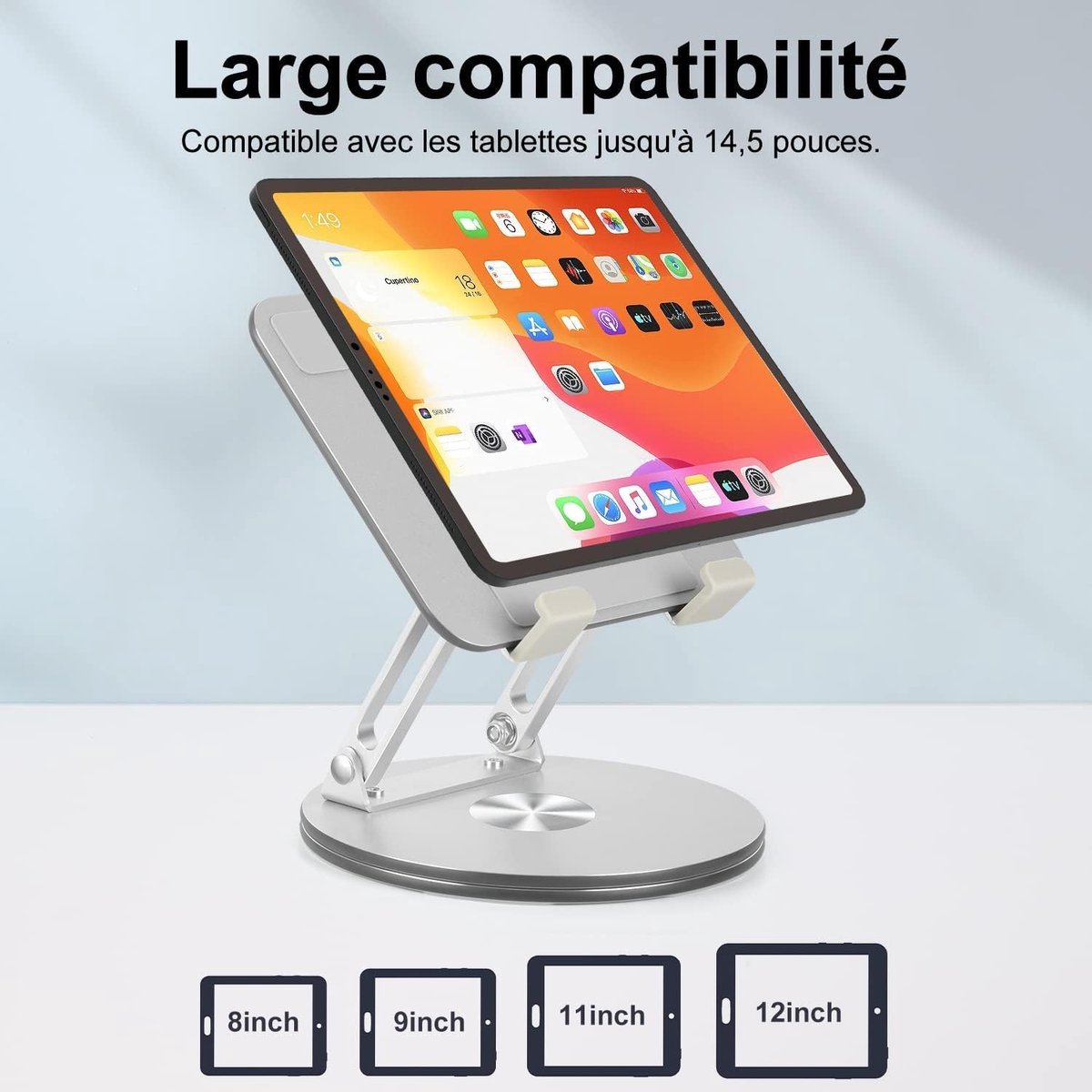 SHUOSUO Tabletstandaard, verstelbaar en opvouwbaar, 360° draaibare zware aluminium tablethouder voor bureau, compatibel met iPad Pro/Air/Mini, Galaxy Tab, Surface Pro, Kindle Fire (7-13 inch) (zilver SHUOSUO Tabletstandaard, verstelbaar en opvouwbaar, 360° draaibare zware aluminium tablethouder voor bureau, compatibel met iPad Pro/Air/Mini, Galaxy Tab, Surface Pro, Kindle Fire (7-13 inch) (zilver