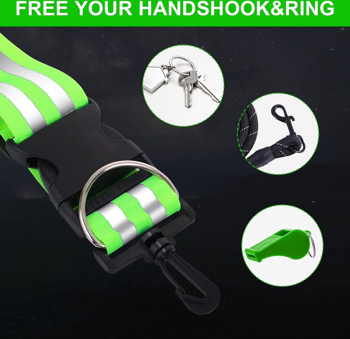 Led-reflectorbanden met 4 ledarmbanden, looplicht, joggen met reflectorriem, reflectorriem, USB-oplaadbaar, hoge zichtbaarheid, reflectorriem, reflecterende veiligheidsgordel voor fietsen, hardlopen