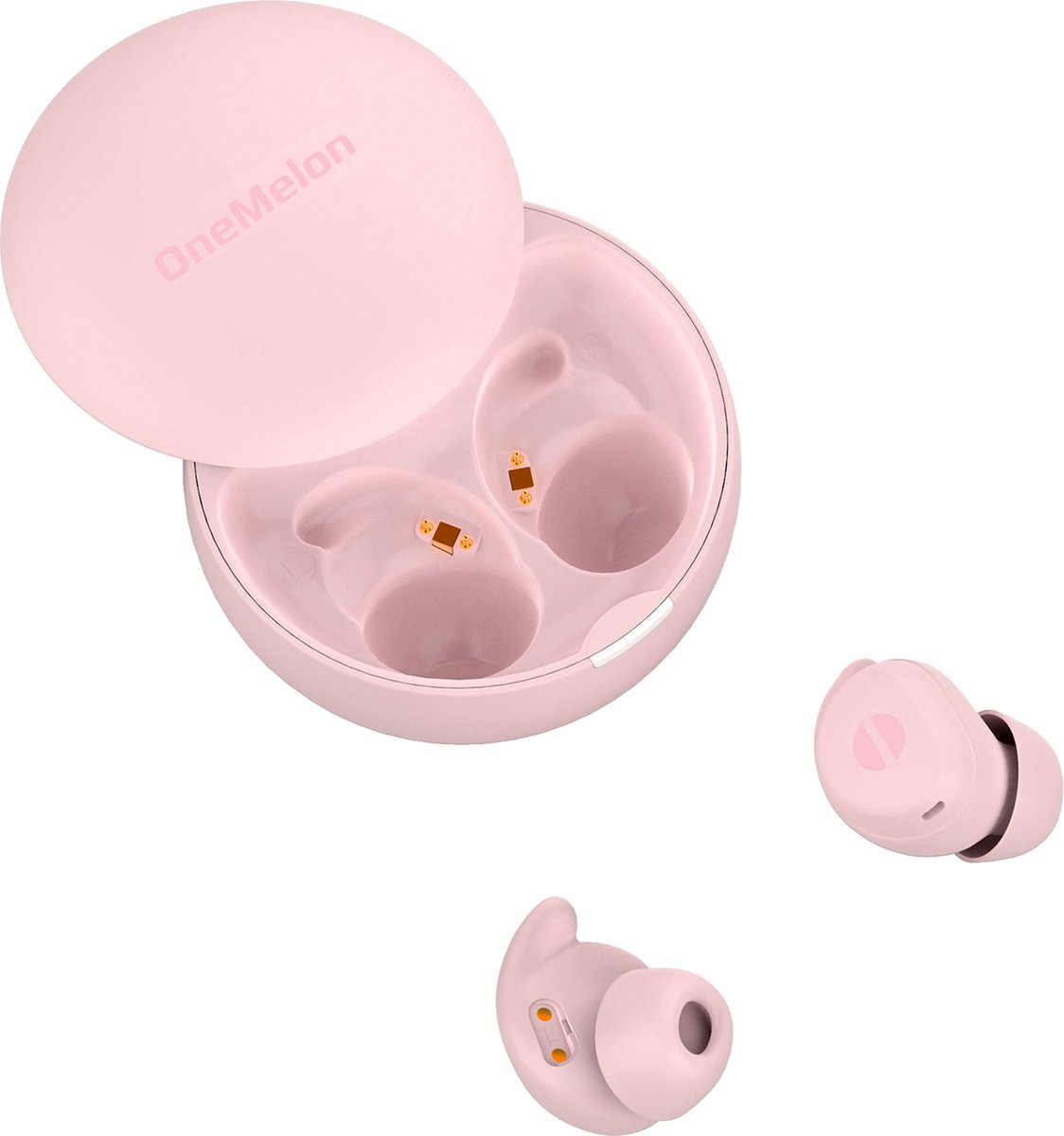 OneMelon Drops - draadloze oordopjes - Roze - kleine oordopjes - bluetooth 5.3 oortjes o.a. voor slapen - ANC en Transparency mode - ENC microfoon - touch bediening - geschikt voor iPhone en Android - usb-c - slaapoordopjes