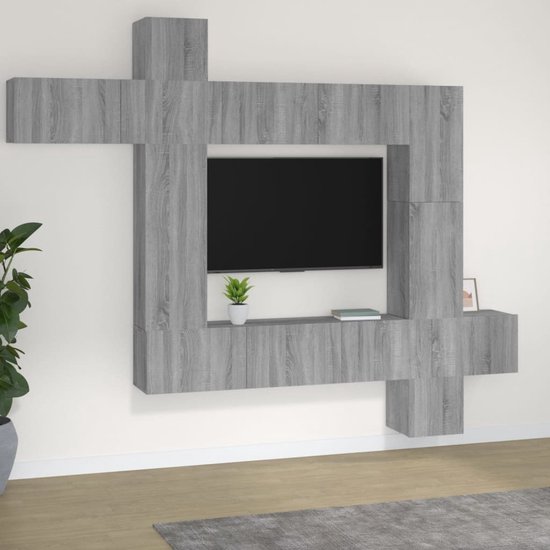 The Living Store Televisiemeubelset Sonoma Eiken - Modulair en Ruimtebesparend - Inclusief 2 kleine - 4 horizontale en 2 verticale meubels - Afmetingen varieren