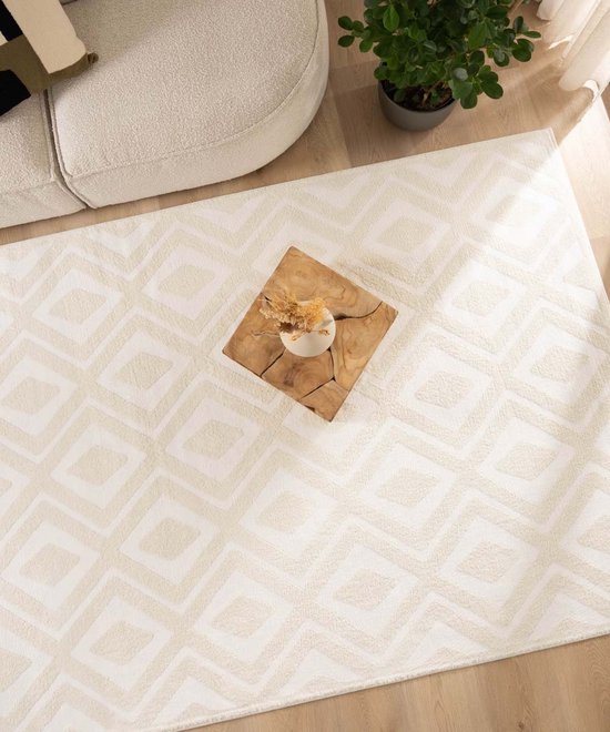 Scandinavisch vloerkleed - Contour Diamond crème 120x170 cm