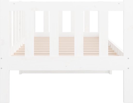 The Living Store Lit d'appoint Barrière de lit à 3 côtés en bois de pin Design à lattes Polyvalent Espace de rangement Extra - Wit 193,5 x 96 x 66 cm (LxlxH) 90 x 190 cm (LxL)