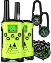 Monte Stivo Walkie-Talkies Kinderradio's - 8-Delige set incl. Kompas & politiebadge - Met Draagriem - Afneembare Bevestigingsclips - Afluisterbeveiliging - Batterijduur: 3 X 1,5 V AAA - Groen