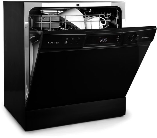 Klarstein Amazonia Mini vrijstaande vaatwasser - Tafelmodel afwasmachine - Met 8 couverts en 8 programma's - Led display - Aquastop - Zwart