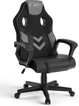 Liggende bureaustoel - BIGZZIA Gamer In Hoogte Verstelbare Stoel - met ademende rugleuning en comfortabele hoofdsteun - Zwart en Grijs