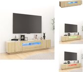 vidaXL TV-meubel Sonoma Eiken - 180 x 35 x 40 cm - RGB LED-verlichting - Kast